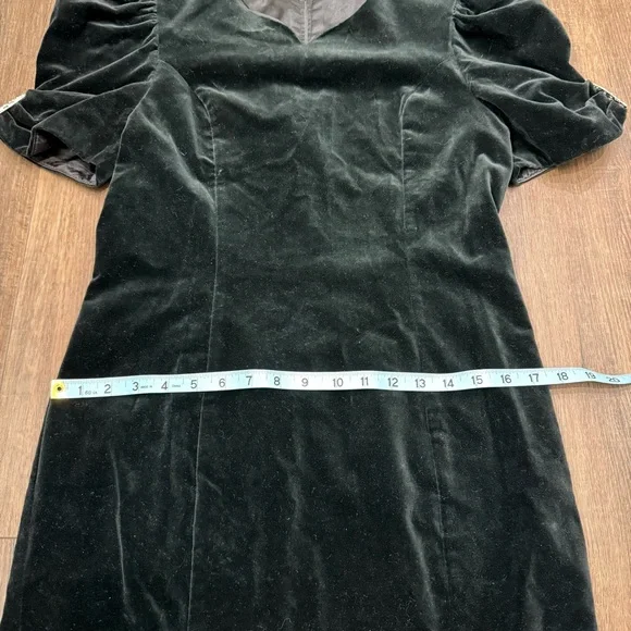 Vintage 80s Maggie Breen black velvet embellished sleeves dress 14P mini - Picture 9 of 13